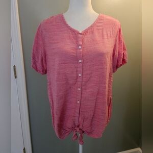 GAP Red and White Striped Short Sleeve Women's Size Medium M Shirt Blouse